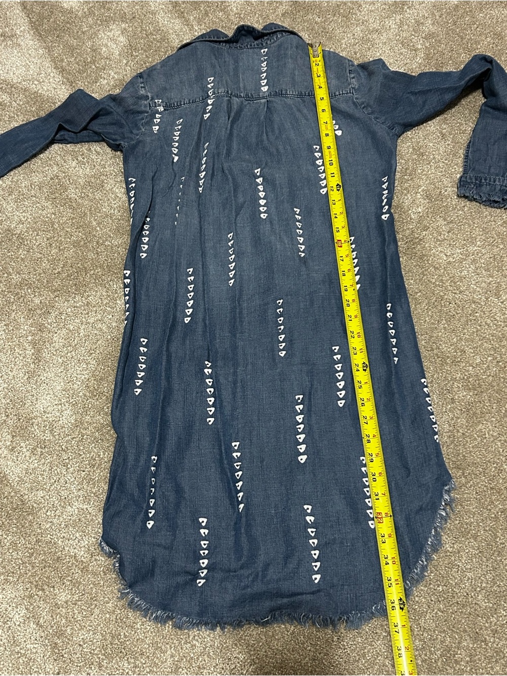 Cloth & Stone XS Tencel Chambray Shirt Dress Frayed Hem Boho Western - Picture 8 of 8